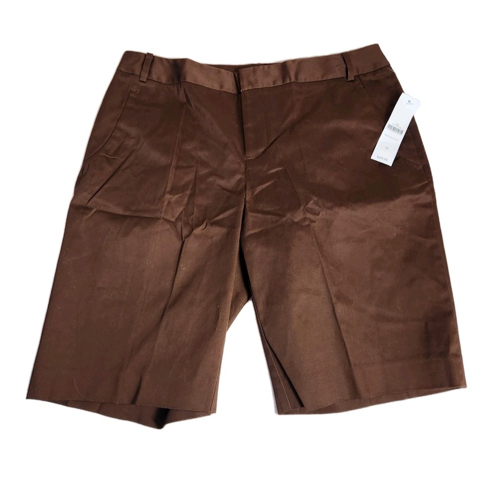 Coldwater Creek Womens‎  Natural Fit Beach Shorts Sz 10 Brown Sateen Stretch NEW